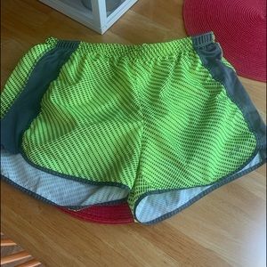 Gym shorts. Built in bottoms.